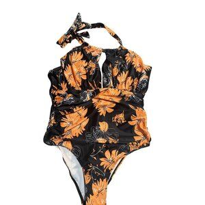 B2Prity XL Floral Print One-Piece Bathing Suit Plus Size Swimwear Beachwear